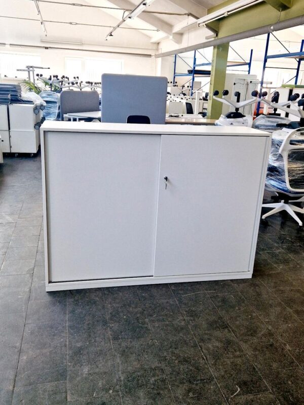 Aktenschrank, Schiebetürenschrank, Steelcase 3 OH, weiß