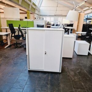 Aktenschrank Schiebetüren, Sedus, 3 OH, abschließbar, weiß