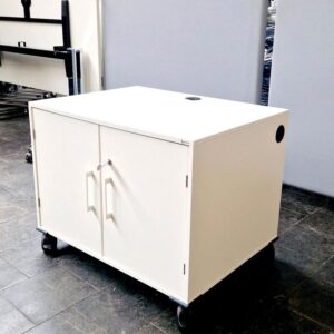 Büromöbel gebraucht, Aktenschrank, Oka, rollbar-bremsbar, weiß*