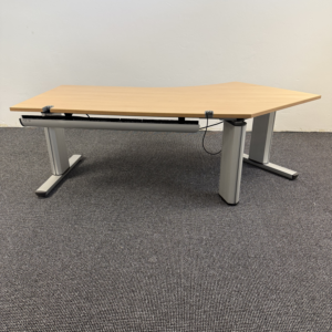 Wini Winea Eckschreibtisch elektrisch höhenverstellbar Buche/Silber