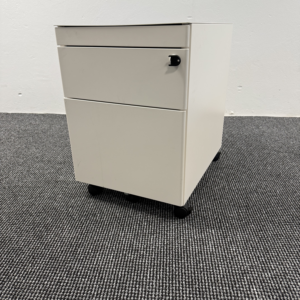 Metall Rollcontainer weiß auf Rollen 3-zügig abschließbar